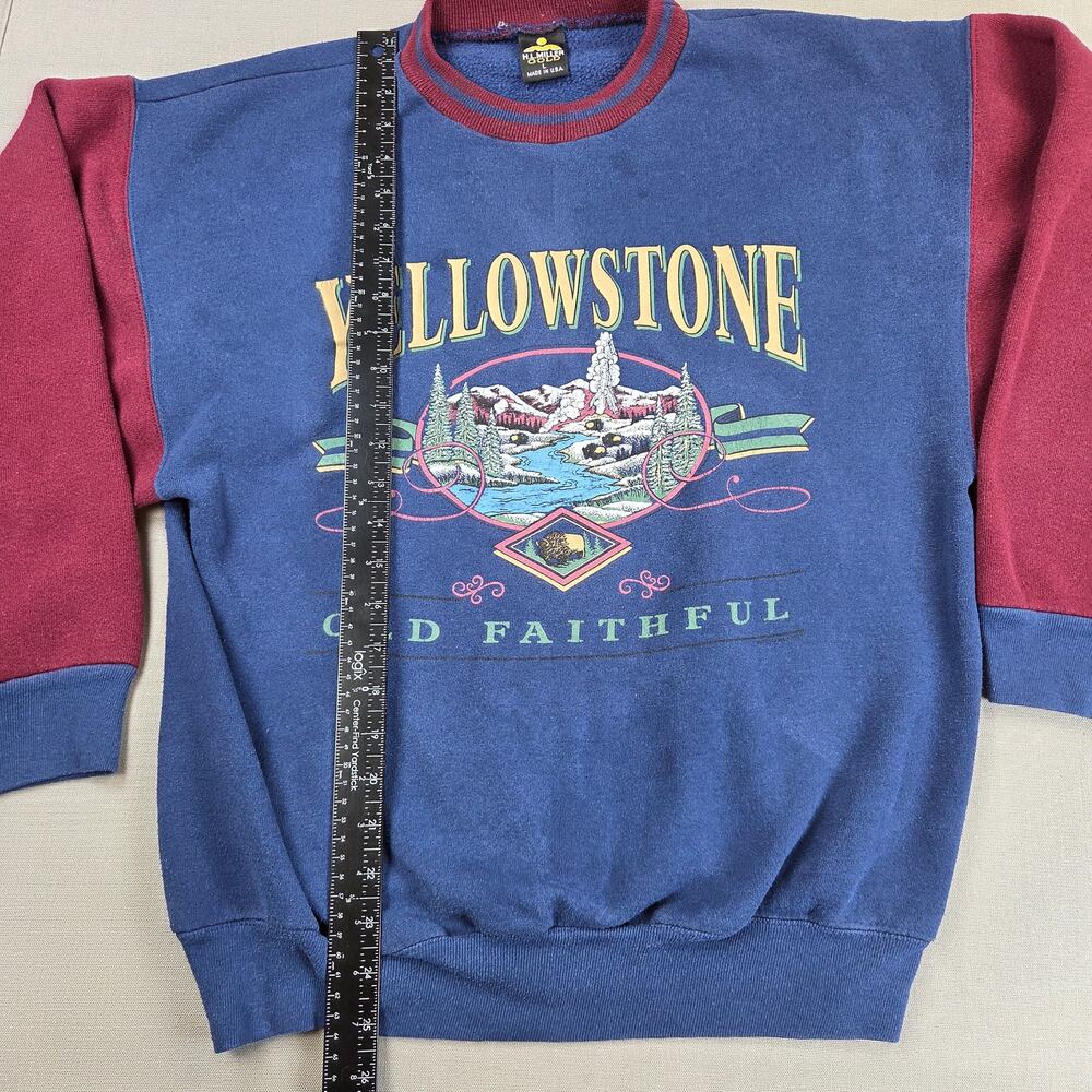 Vintage H.L. Miller Gold Yellowstone Old Faithful Crewneck USA Large 90s - Picture 8 of 13